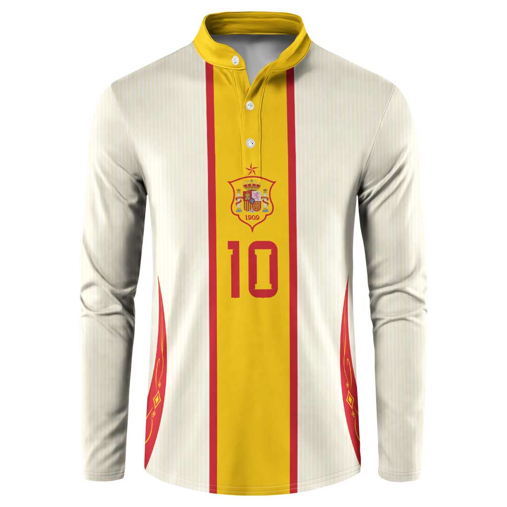 Custom Spain National Football Button Sweatshirt Pinstripe Flag with Royal Crest