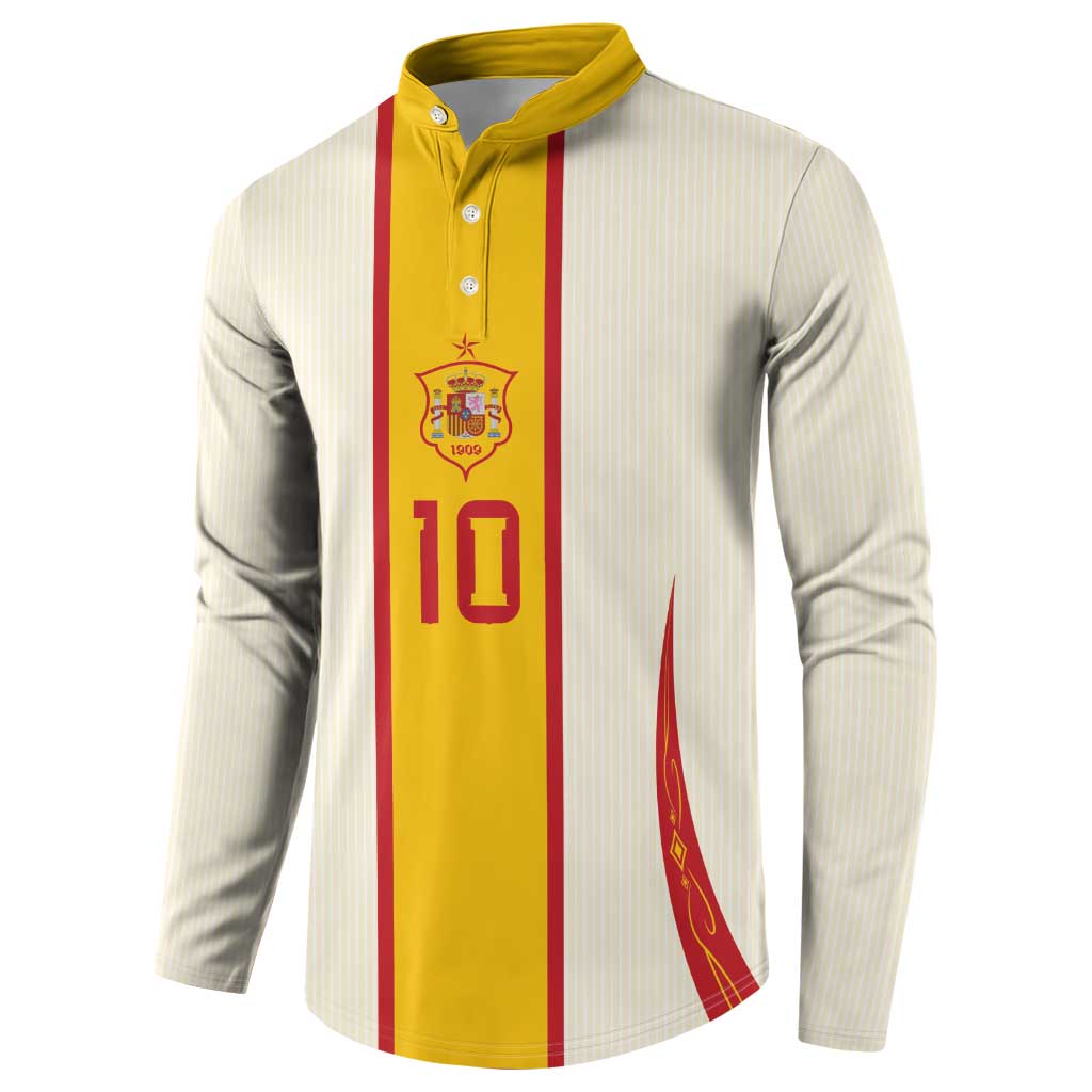 Custom Spain National Football Button Sweatshirt Pinstripe Flag with Royal Crest