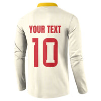 Custom Spain National Football Button Sweatshirt Pinstripe Flag with Royal Crest