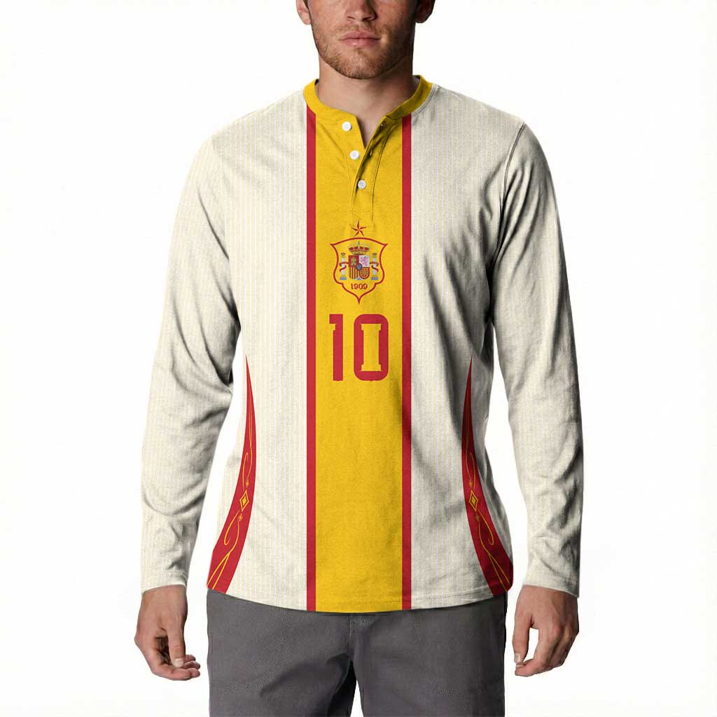 Custom Spain National Football Button Sweatshirt Pinstripe Flag with Royal Crest