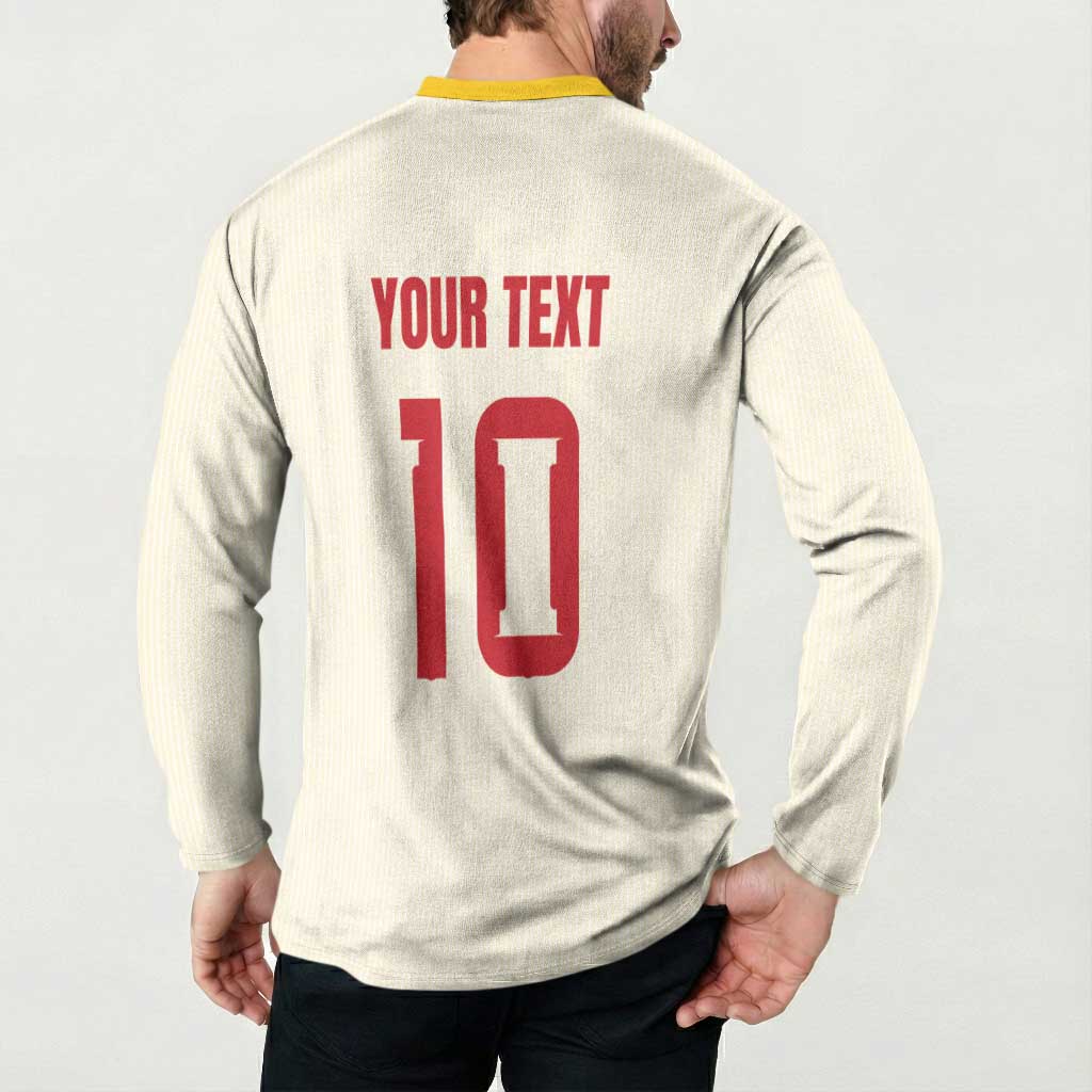 Custom Spain National Football Button Sweatshirt Pinstripe Flag with Royal Crest