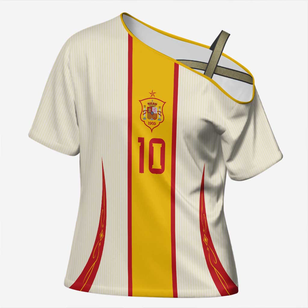 Custom Spain National Football Cross Shoulder Shirt Pinstripe Flag with Royal Crest