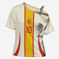 Custom Spain National Football Cross Shoulder Shirt Pinstripe Flag with Royal Crest