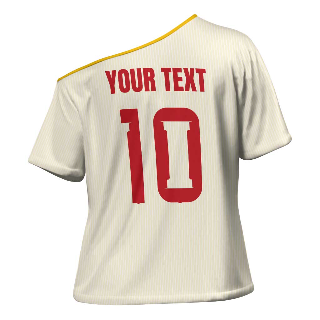 Custom Spain National Football Cross Shoulder Shirt Pinstripe Flag with Royal Crest
