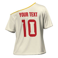 Custom Spain National Football Cross Shoulder Shirt Pinstripe Flag with Royal Crest