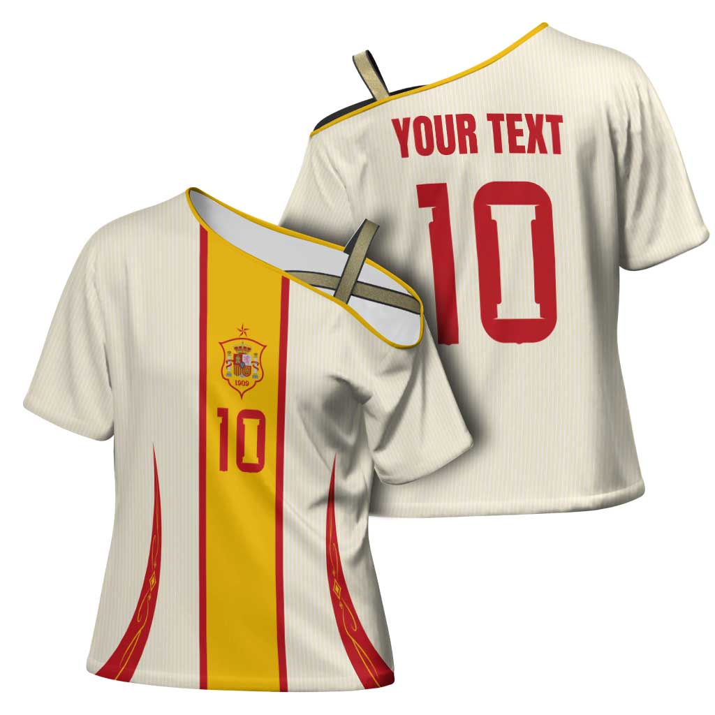 Custom Spain National Football Cross Shoulder Shirt Pinstripe Flag with Royal Crest