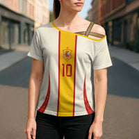 Custom Spain National Football Cross Shoulder Shirt Pinstripe Flag with Royal Crest