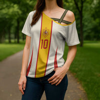 Custom Spain National Football Cross Shoulder Shirt Pinstripe Flag with Royal Crest