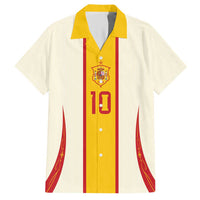 Custom Spain National Football Hawaiian Shirt Pinstripe Flag with Royal Crest