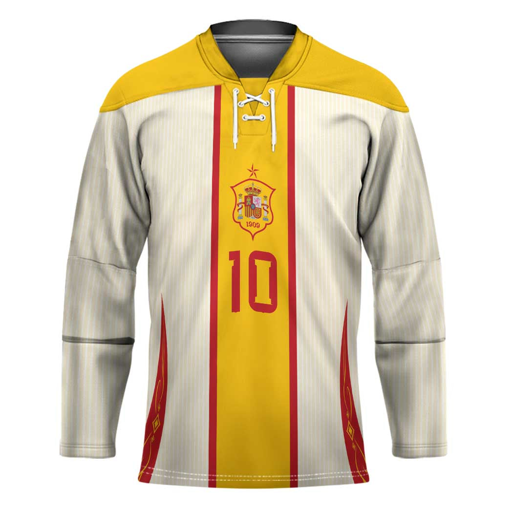 Custom Spain National Football Hockey Jersey Pinstripe Flag with Royal Crest