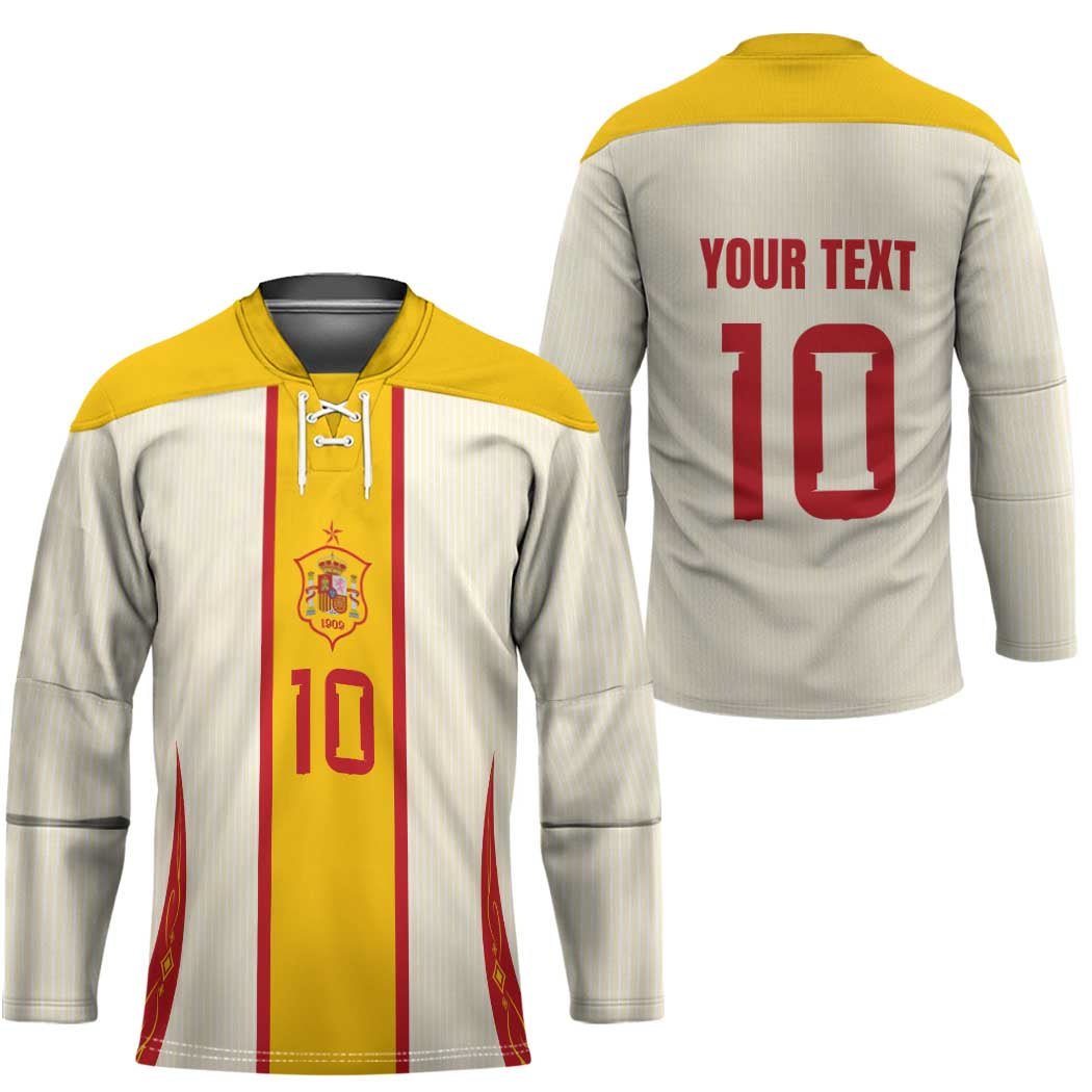 Custom Spain National Football Hockey Jersey Pinstripe Flag with Royal Crest