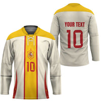 Custom Spain National Football Hockey Jersey Pinstripe Flag with Royal Crest