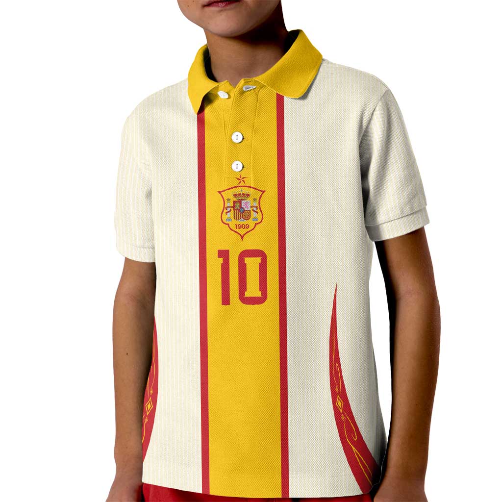 Custom Spain National Football Kid Polo Shirt Pinstripe Flag with Royal Crest