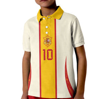 Custom Spain National Football Kid Polo Shirt Pinstripe Flag with Royal Crest