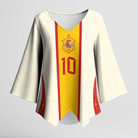 Custom Spain National Football Kimono Sleeve Blouse Pinstripe Flag with Royal Crest