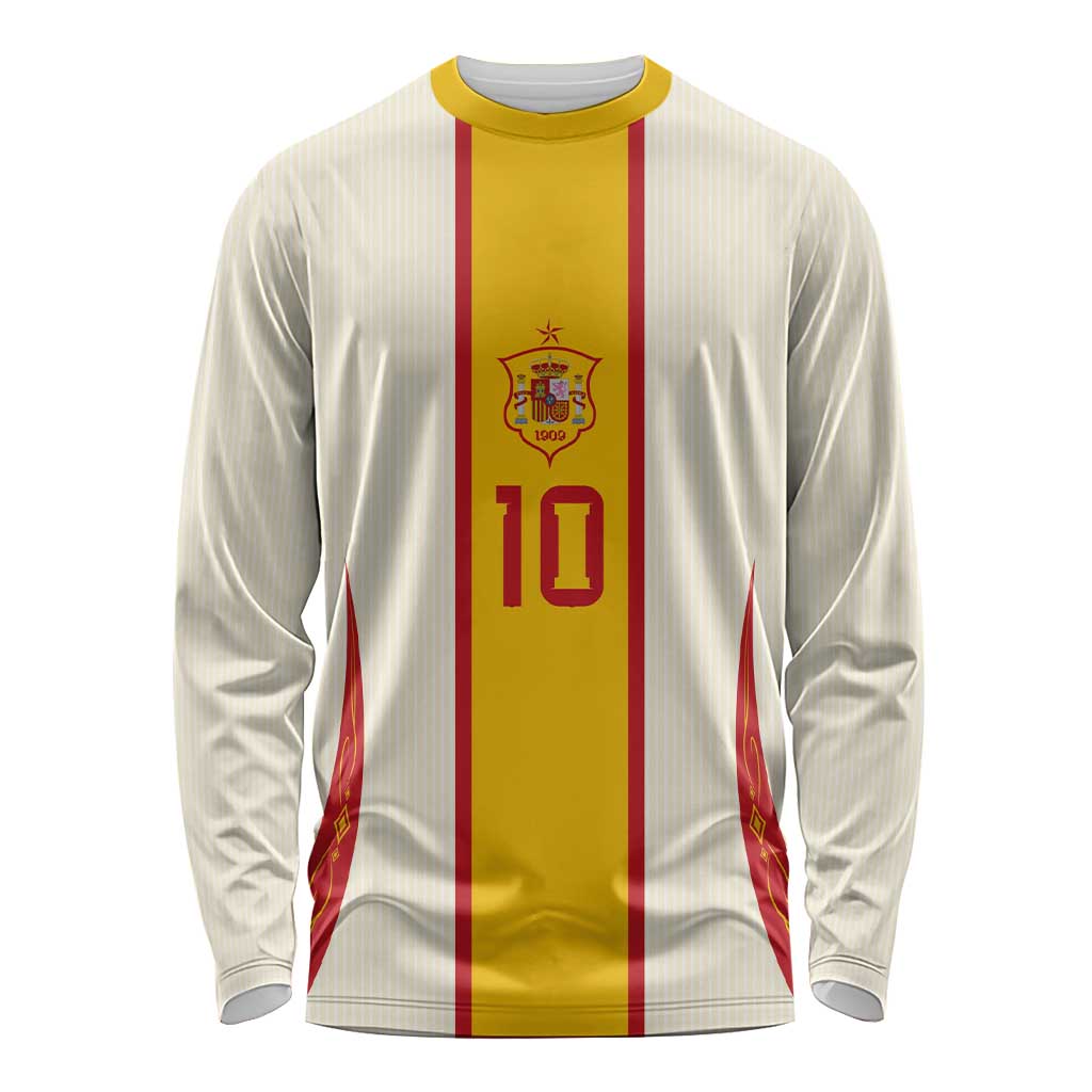 Custom Spain National Football Long Sleeve Shirt Pinstripe Flag with Royal Crest