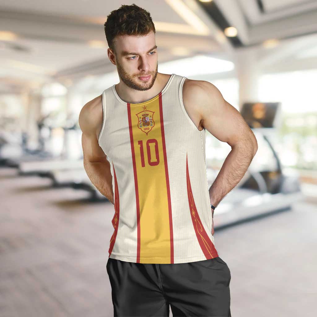 Custom Spain National Football Men Tank Top Pinstripe Flag with Royal Crest