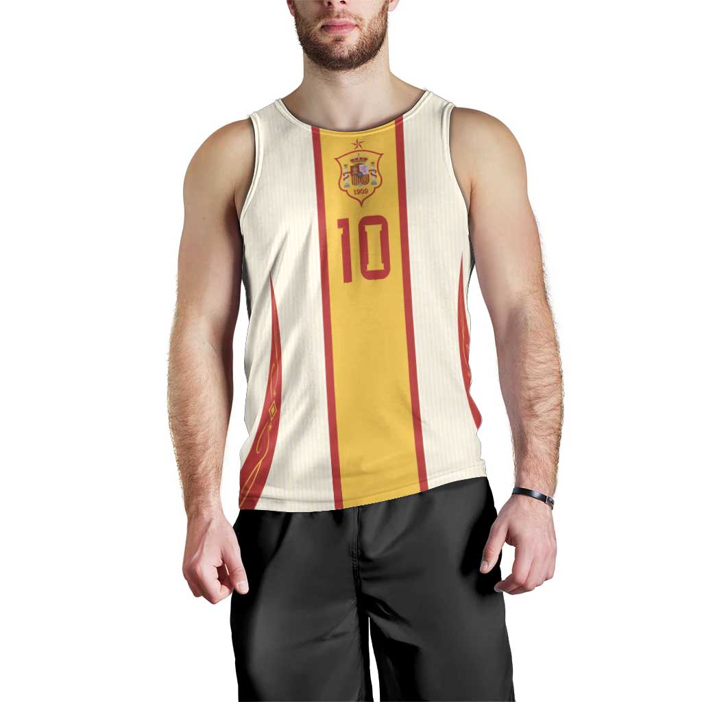 Custom Spain National Football Men Tank Top Pinstripe Flag with Royal Crest
