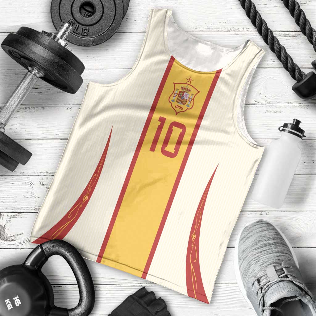 Custom Spain National Football Men Tank Top Pinstripe Flag with Royal Crest