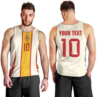 Custom Spain National Football Men Tank Top Pinstripe Flag with Royal Crest