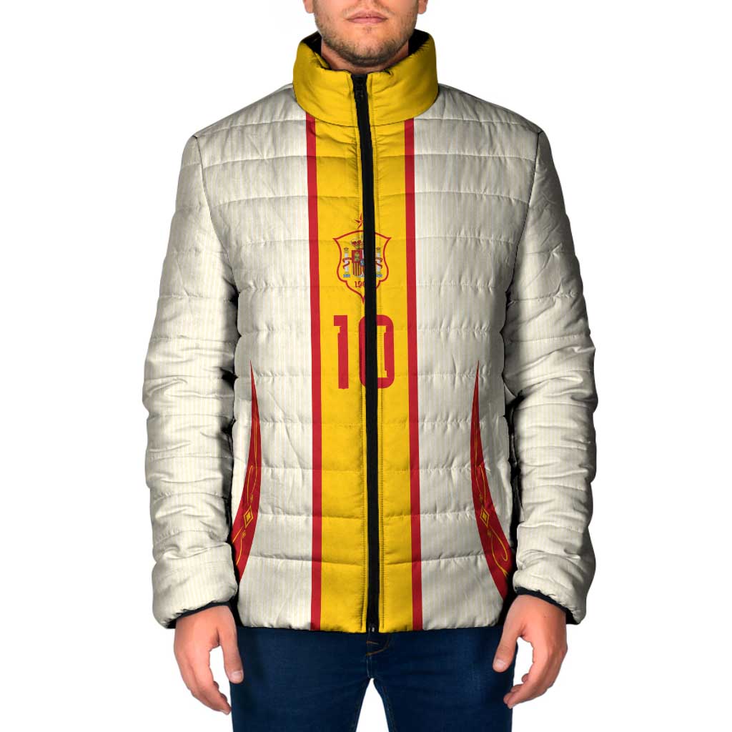 Custom Spain National Football Padded Jacket Pinstripe Flag with Royal Crest