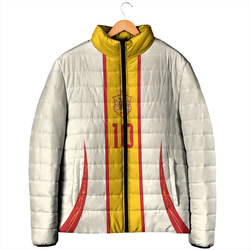 Custom Spain National Football Padded Jacket Pinstripe Flag with Royal Crest