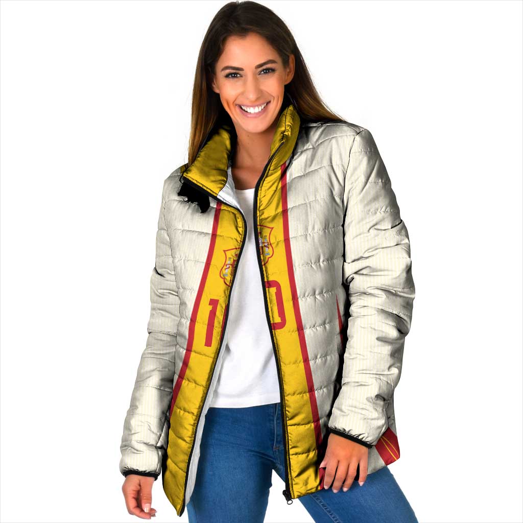 Custom Spain National Football Padded Jacket Pinstripe Flag with Royal Crest