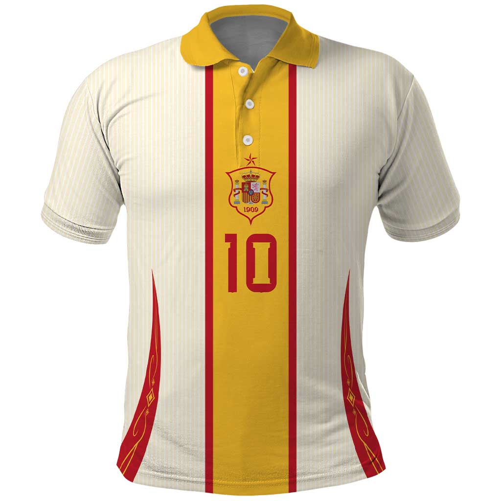 Custom Spain National Football Polo Shirt Pinstripe Flag with Royal Crest