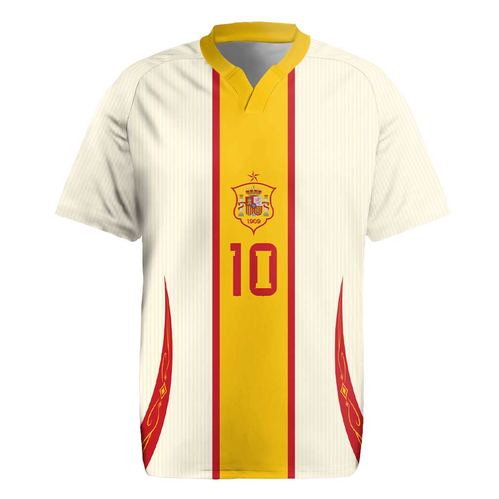 Custom Spain National Football Rugby Jersey Pinstripe Flag with Royal Crest