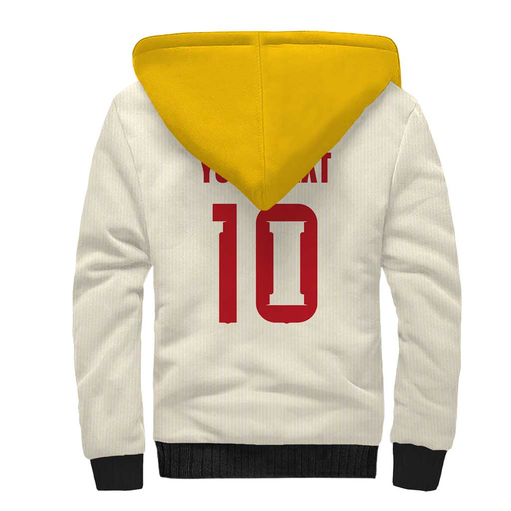 Custom Spain National Football Sherpa Hoodie Pinstripe Flag with Royal Crest