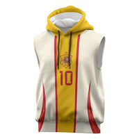 Custom Spain National Football Sleeveless Hoodie Pinstripe Flag with Royal Crest