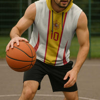 Custom Spain National Football Sleeveless Hoodie Pinstripe Flag with Royal Crest