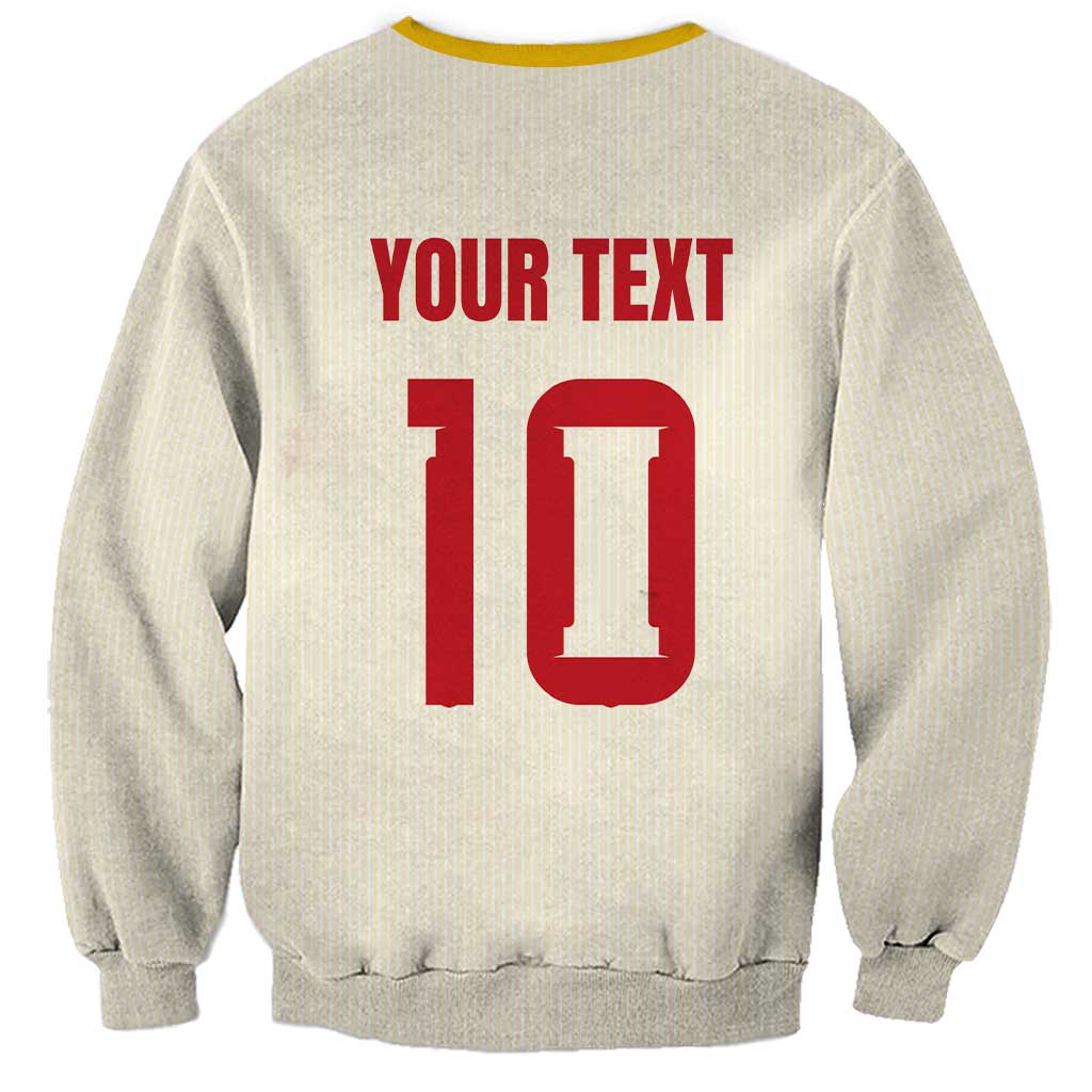 Custom Spain National Football Sweatshirt Pinstripe Flag with Royal Crest