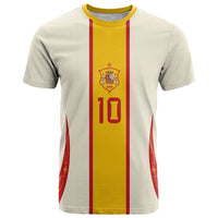 Custom Spain National Football T Shirt Pinstripe Flag with Royal Crest