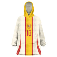 Custom Spain National Football Wearable Blanket Hoodie Pinstripe Flag with Royal Crest