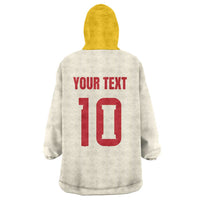 Custom Spain National Football Wearable Blanket Hoodie Pinstripe Flag with Royal Crest