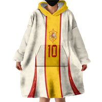 Custom Spain National Football Wearable Blanket Hoodie Pinstripe Flag with Royal Crest