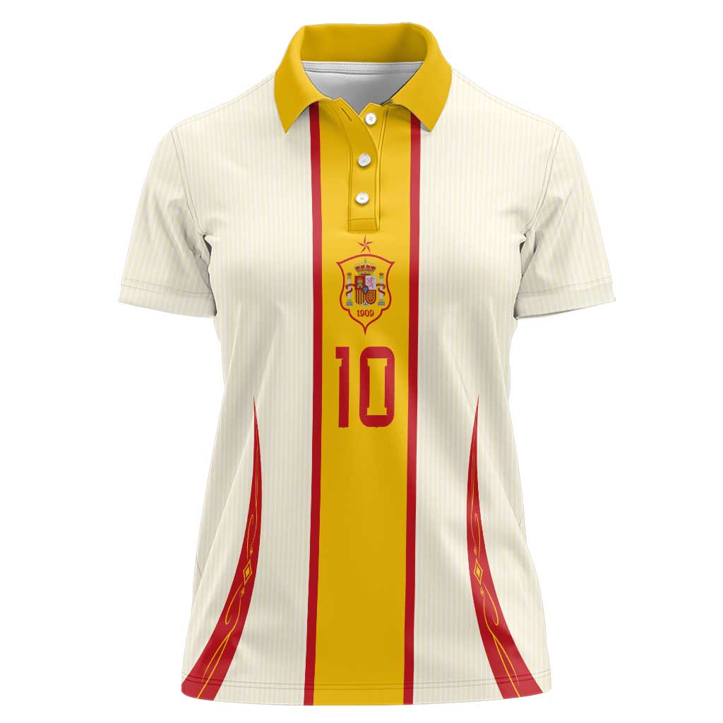 Custom Spain National Football Women Polo Shirt Pinstripe Flag with Royal Crest