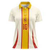 Custom Spain National Football Women Polo Shirt Pinstripe Flag with Royal Crest