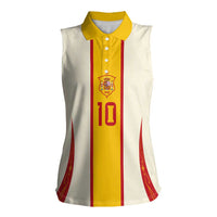 Custom Spain National Football Women Sleeveless Polo Shirt Pinstripe Flag with Royal Crest