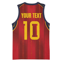Custom Spain La Roja Football Basketball Jersey Gothic Typography Royal Crest Pinstripe