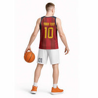 Custom Spain La Roja Football Basketball Jersey Gothic Typography Royal Crest Pinstripe