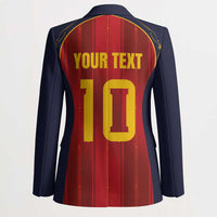 Custom Spain La Roja Football Blazer Gothic Typography Royal Crest Pinstripe