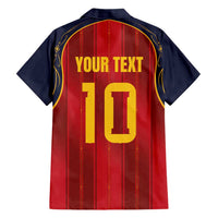 Custom Spain La Roja Football Hawaiian Shirt Gothic Typography Royal Crest Pinstripe