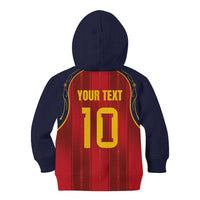 Custom Spain La Roja Football Kid Hoodie Gothic Typography Royal Crest Pinstripe