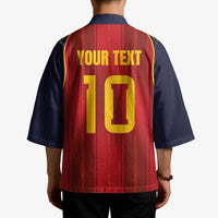Custom Spain La Roja Football Kimono Gothic Typography Royal Crest Pinstripe