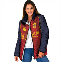 Custom Spain La Roja Football Padded Jacket Gothic Typography Royal Crest Pinstripe
