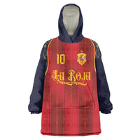 Custom Spain La Roja Football Wearable Blanket Hoodie Gothic Typography Royal Crest Pinstripe