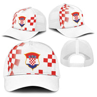 Croatia National Football Baseball Net Cap Dynamic Red Checkerboard Pattern With Heritage National Crest