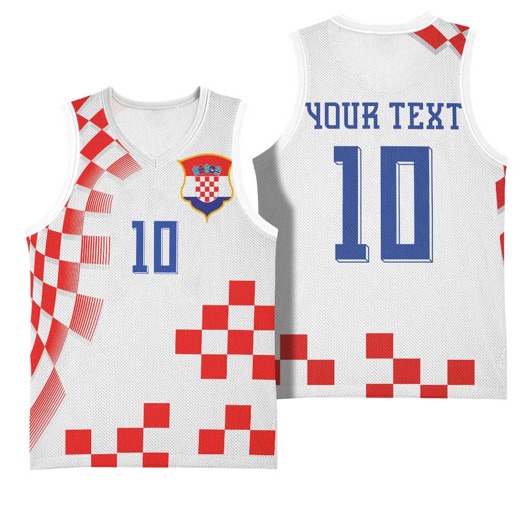 Custom Croatia National Football Basketball Jersey Dynamic Red Heritage Checkerboard Pattern